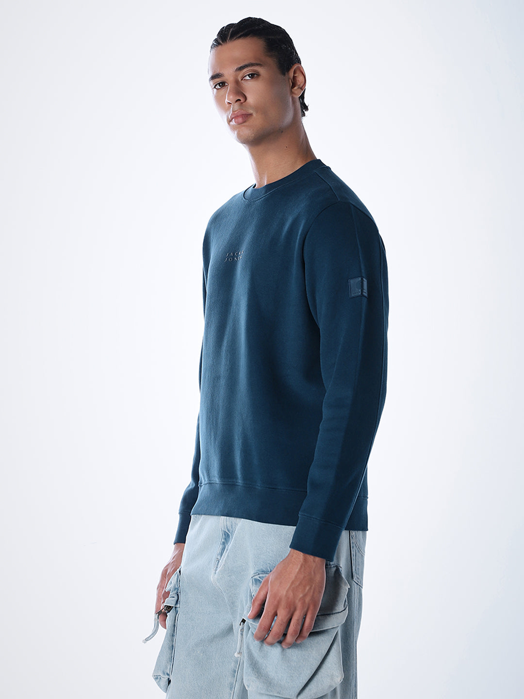 Logo Text Cotton Sweatshirt - Blue