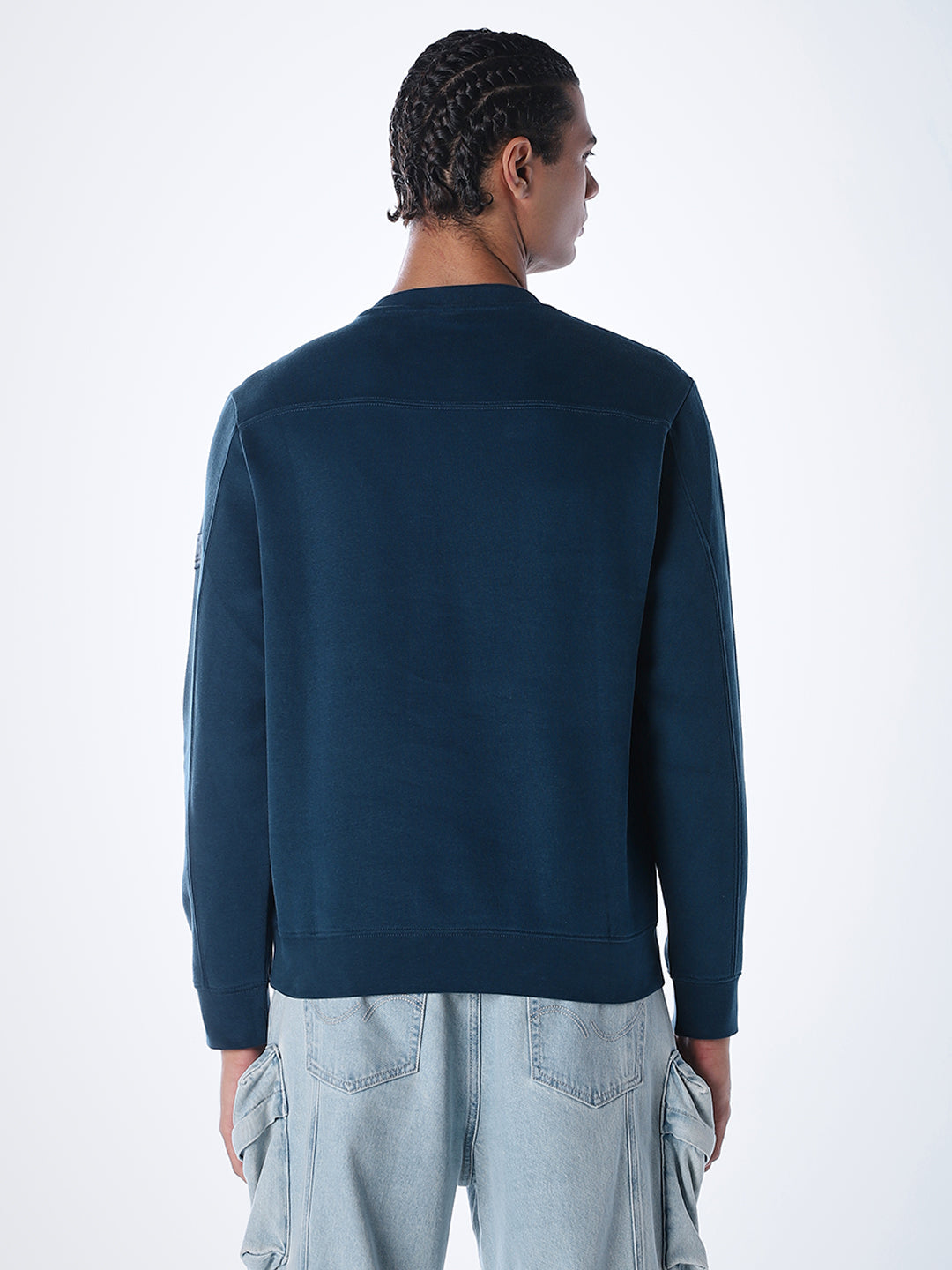 Logo Text Cotton Sweatshirt - Blue