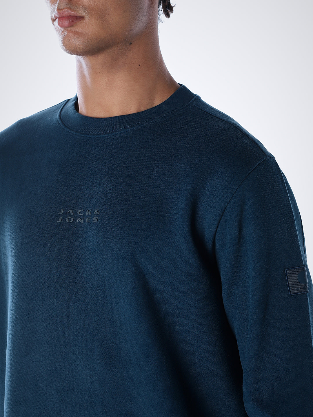 Logo Text Cotton Sweatshirt - Blue
