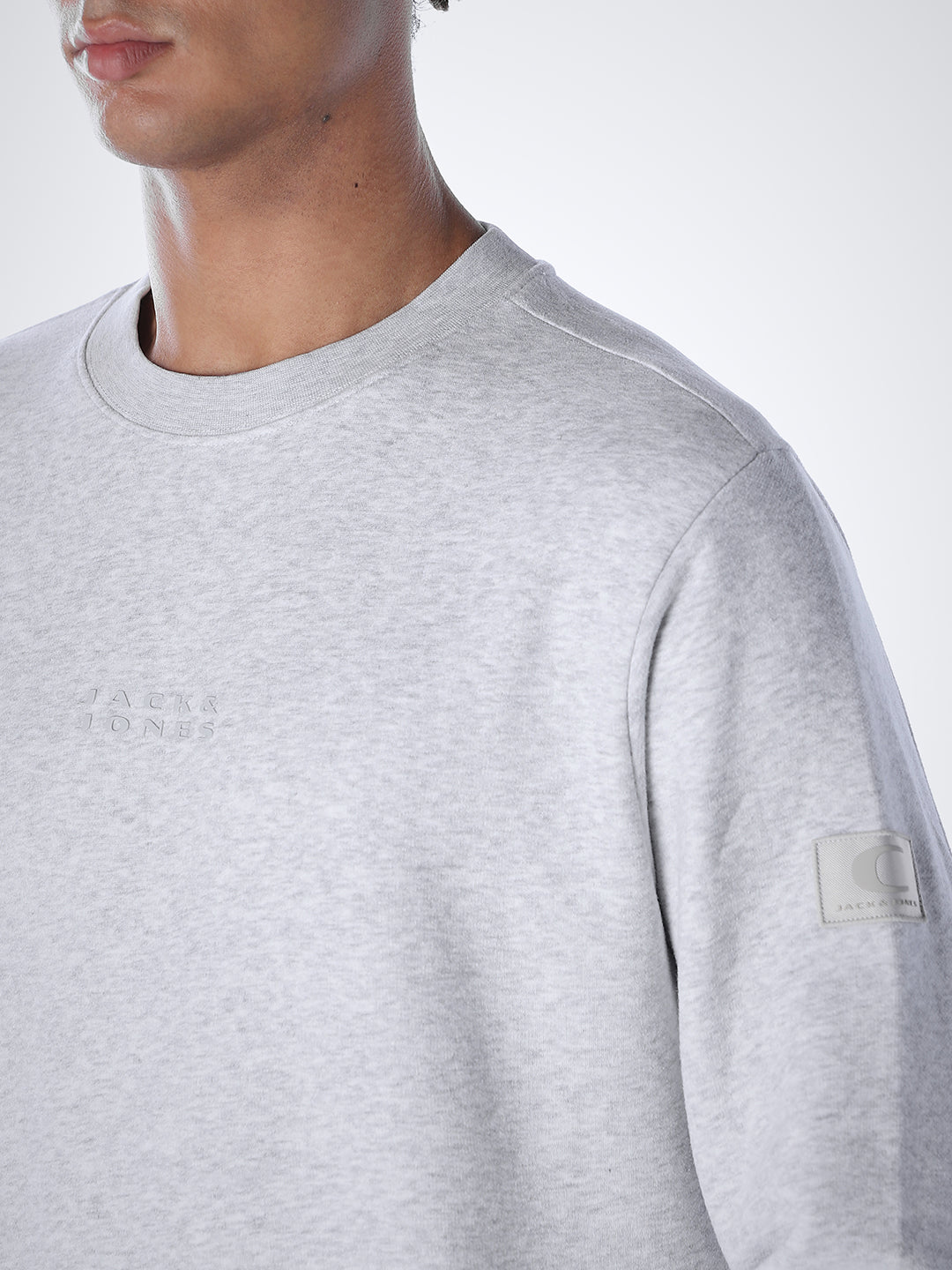 Logo Text Cotton Sweatshirt - Grey