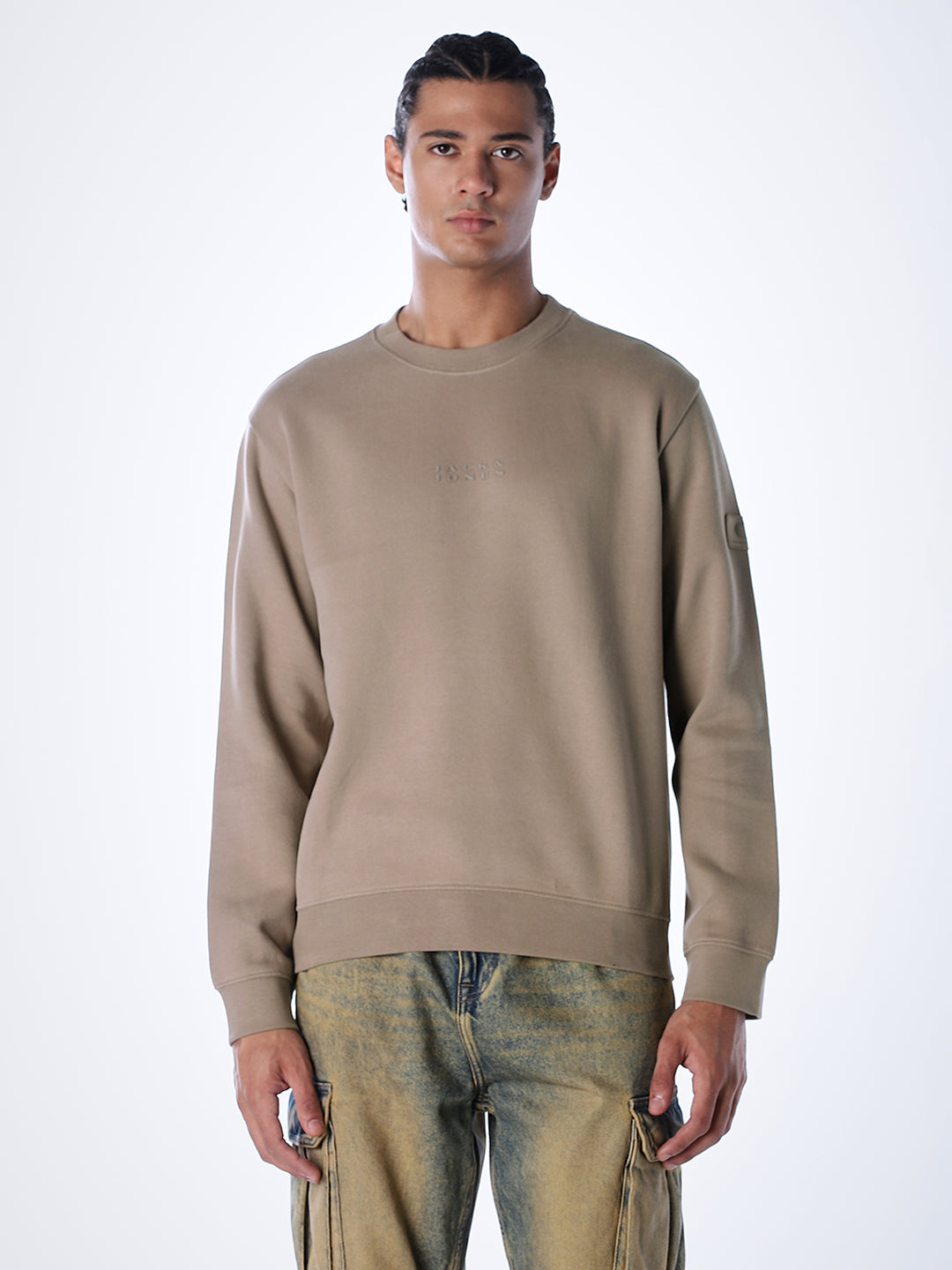 Logo Text Cotton Sweatshirt - Brown