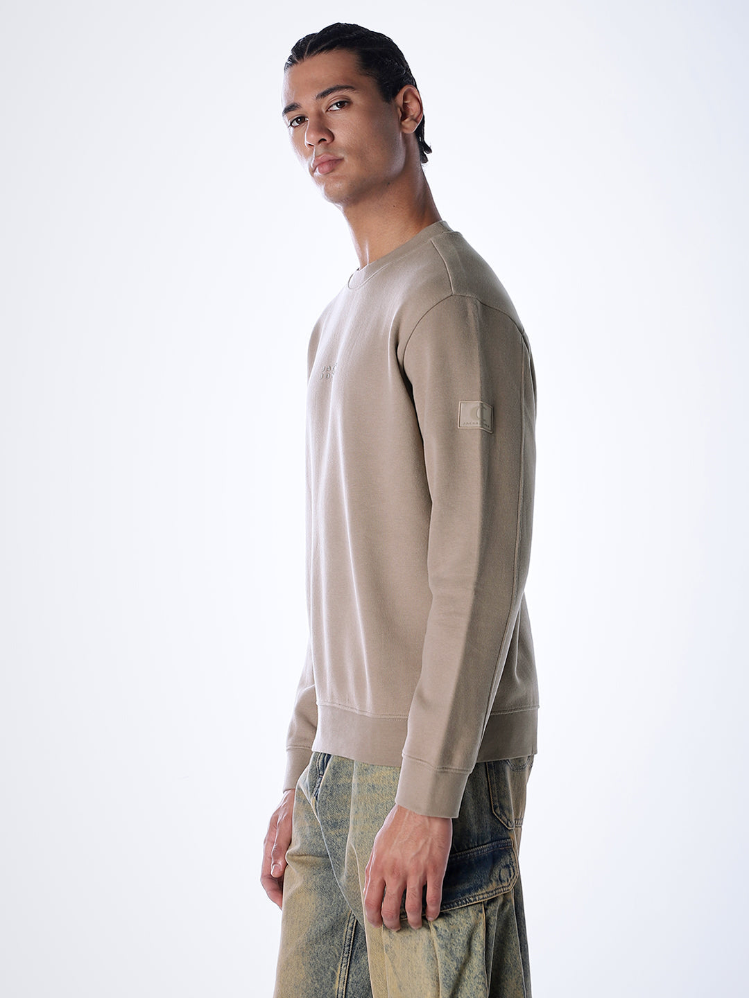 Logo Text Cotton Sweatshirt - Brown