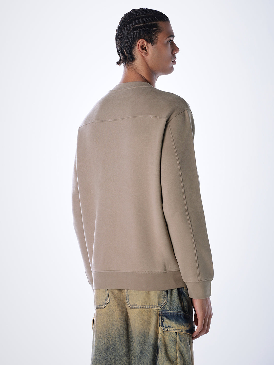 Logo Text Cotton Sweatshirt - Brown