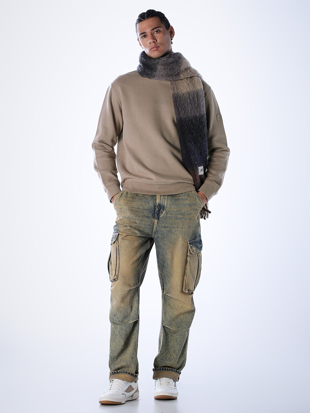 Logo Text Cotton Sweatshirt - Brown