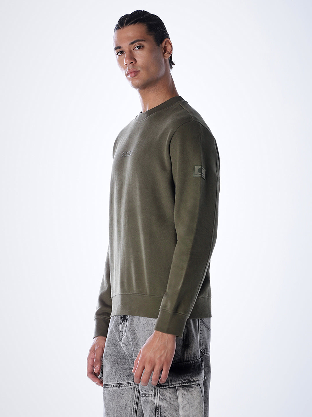 Logo Text Cotton Sweatshirt - Green