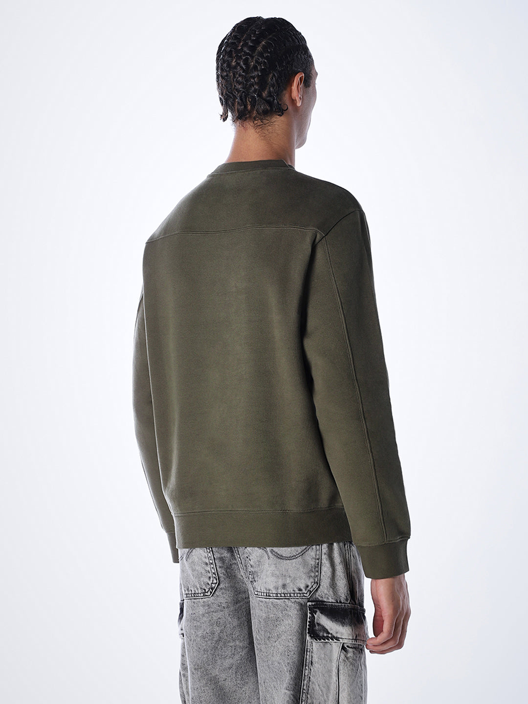 Logo Text Cotton Sweatshirt - Green