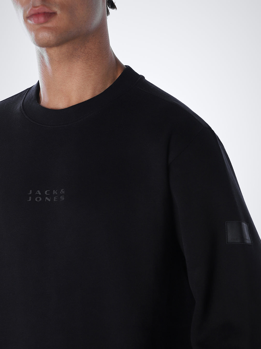 Logo Text Cotton Sweatshirt - Black