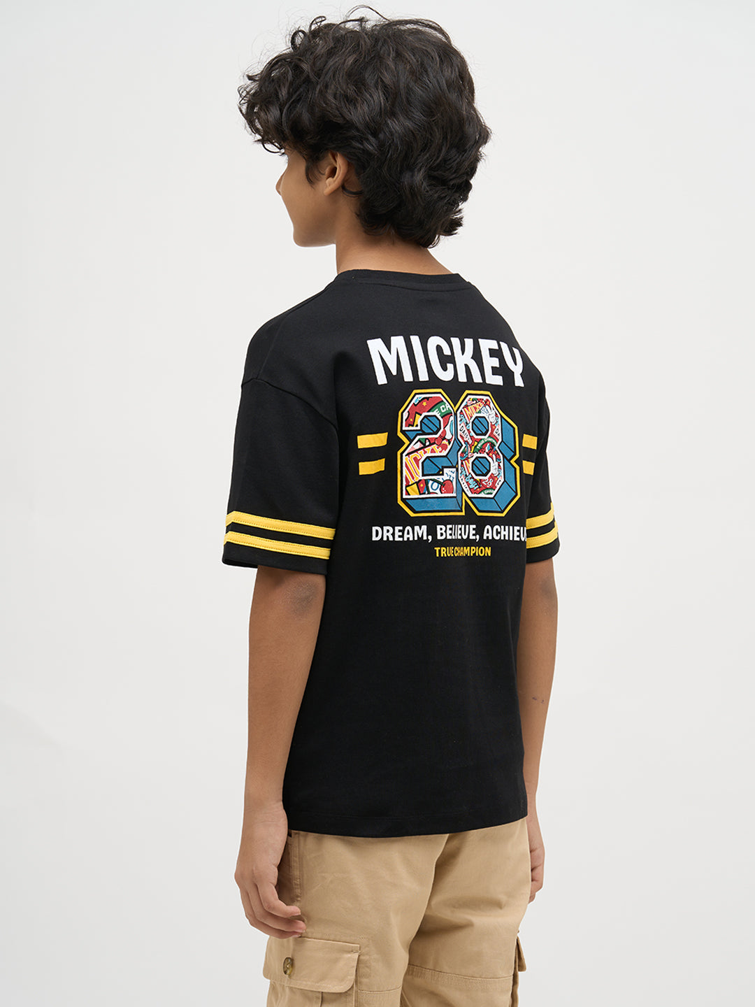 Boys Black Mickey Printed T-shirt