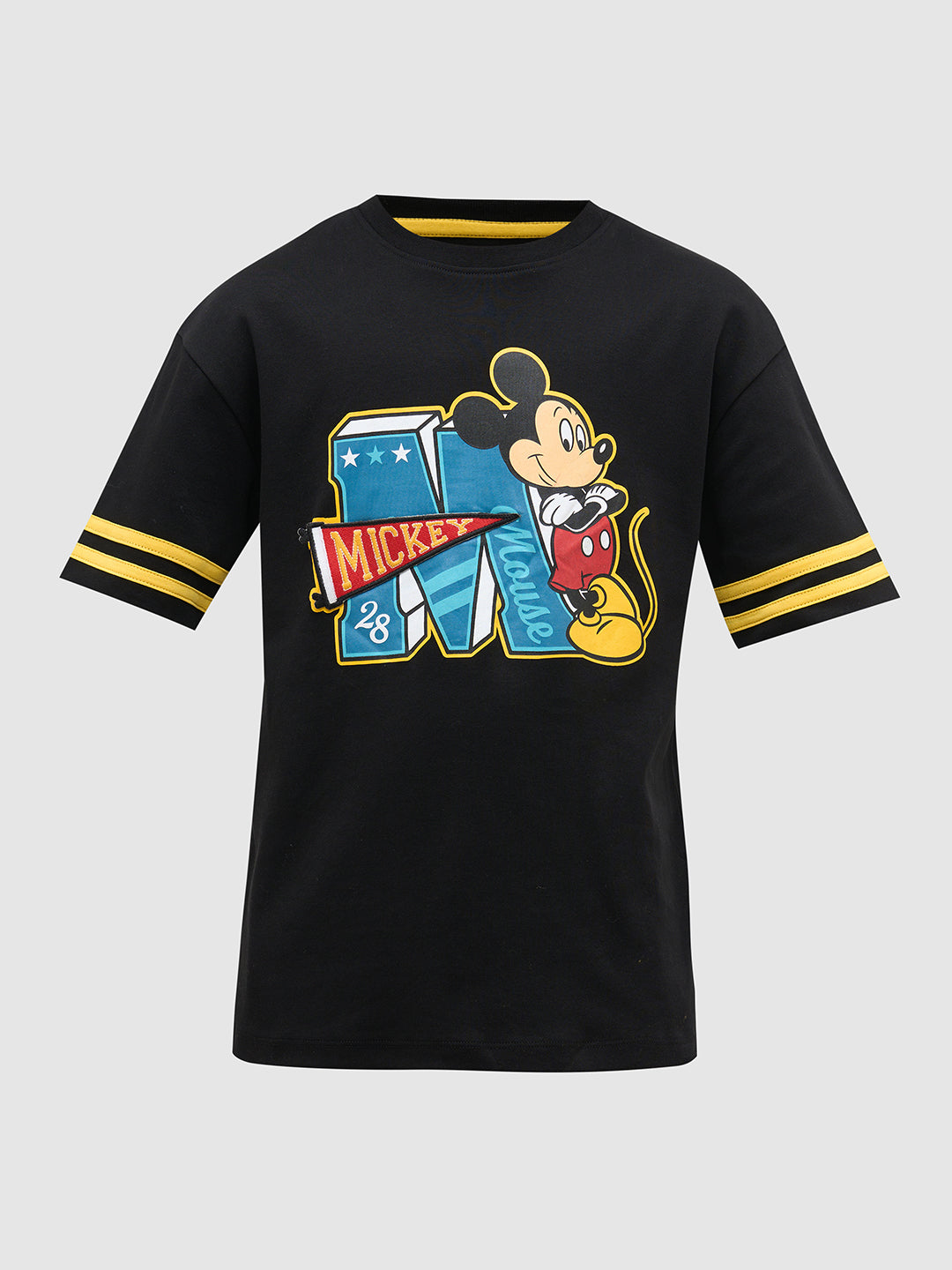 Boys Black Mickey Printed T-shirt