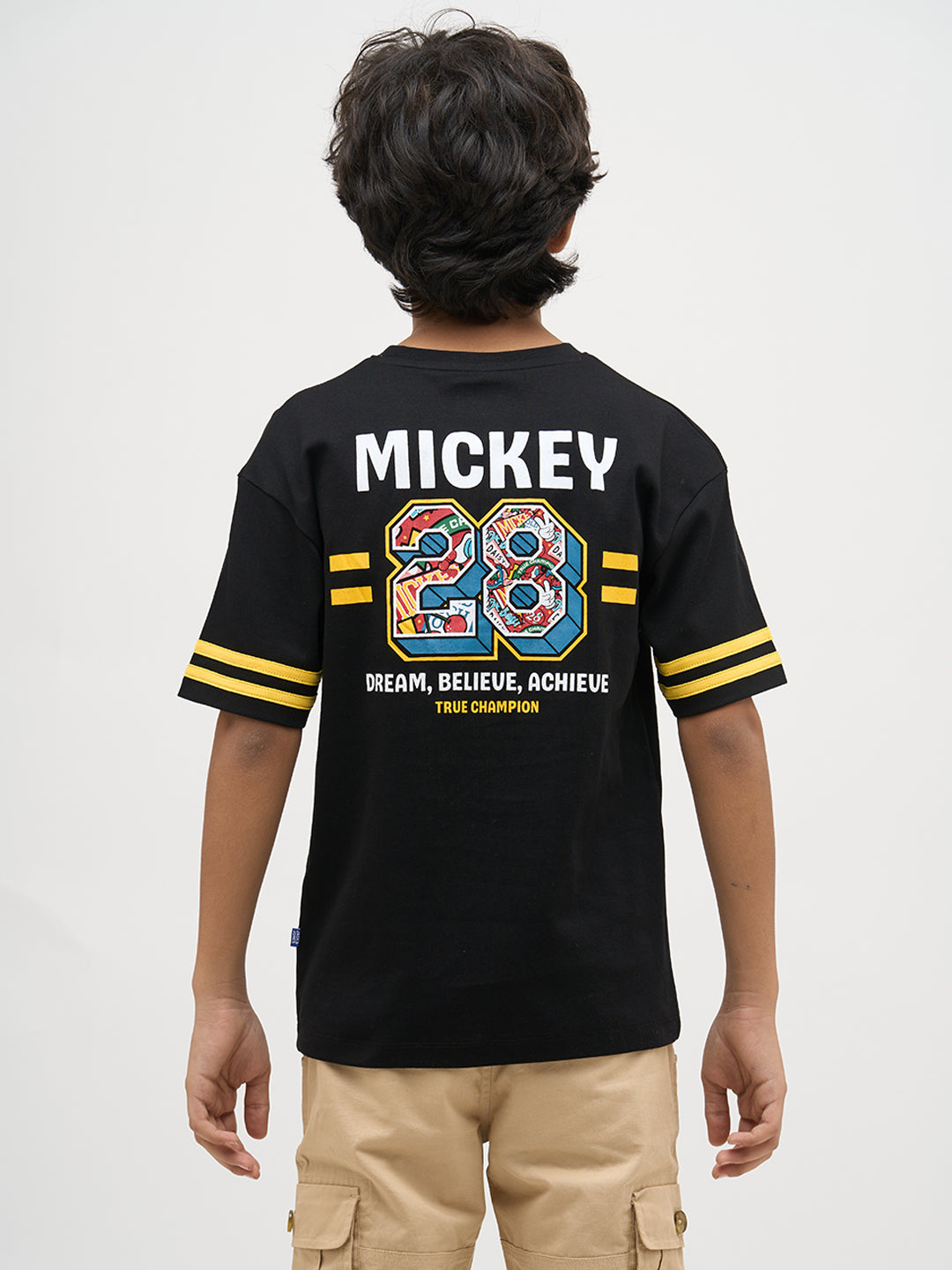 Boys Black Mickey Printed T-shirt