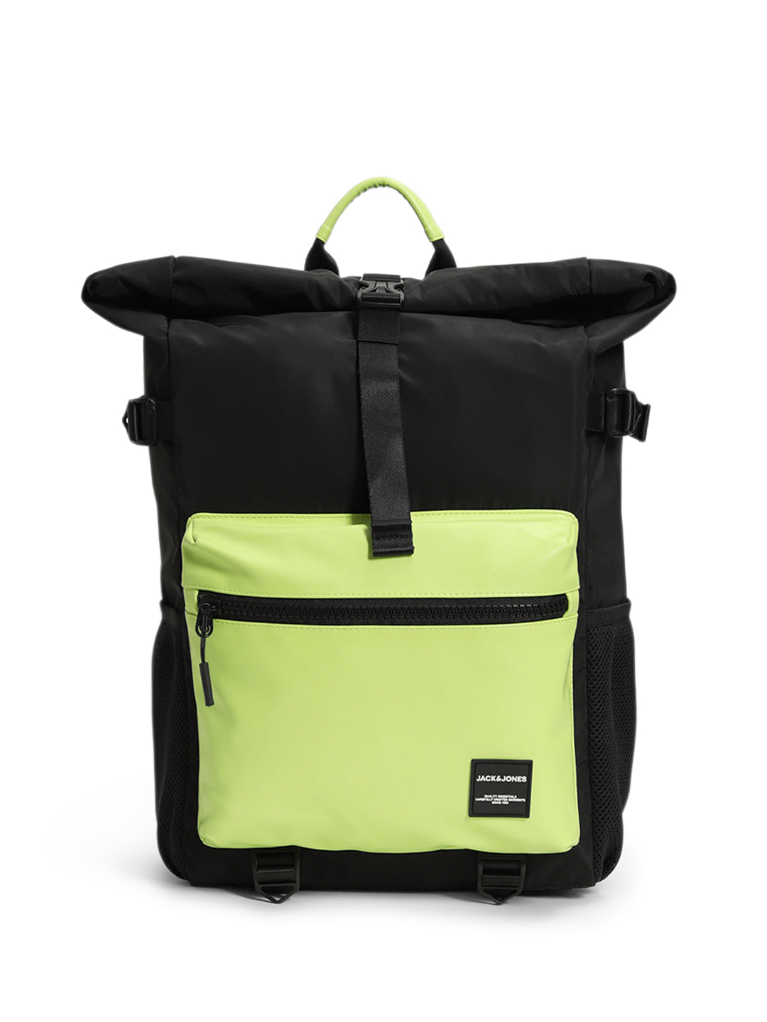 Colourblocked Roll-Top Backpack - Yellow
