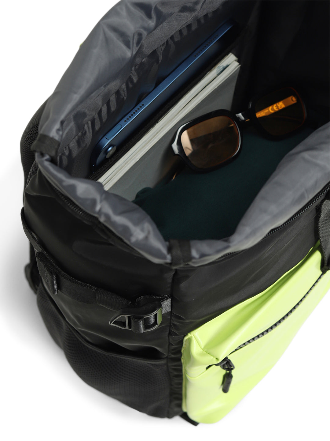 Colourblocked Roll-Top Backpack - Yellow