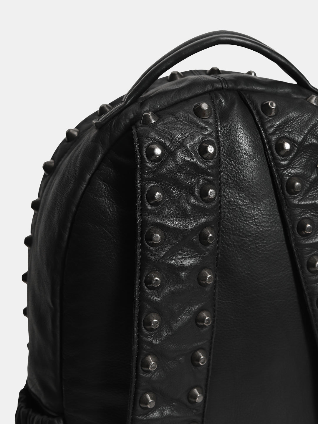 Black Studded Leather Backpack