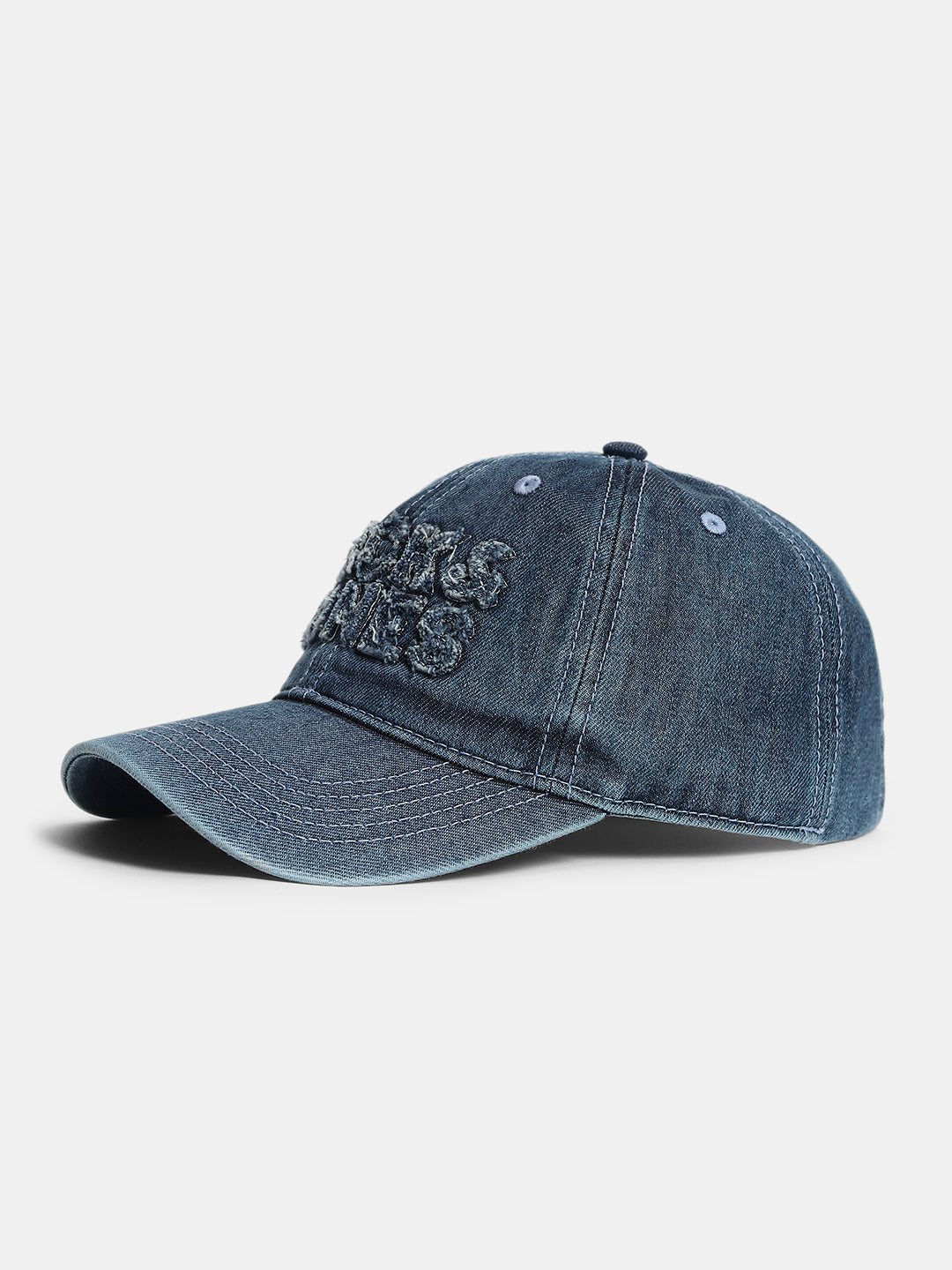Blue Ripped Faded Denim Cap
