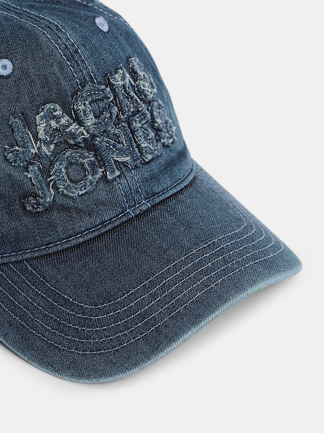 Blue Ripped Faded Denim Cap