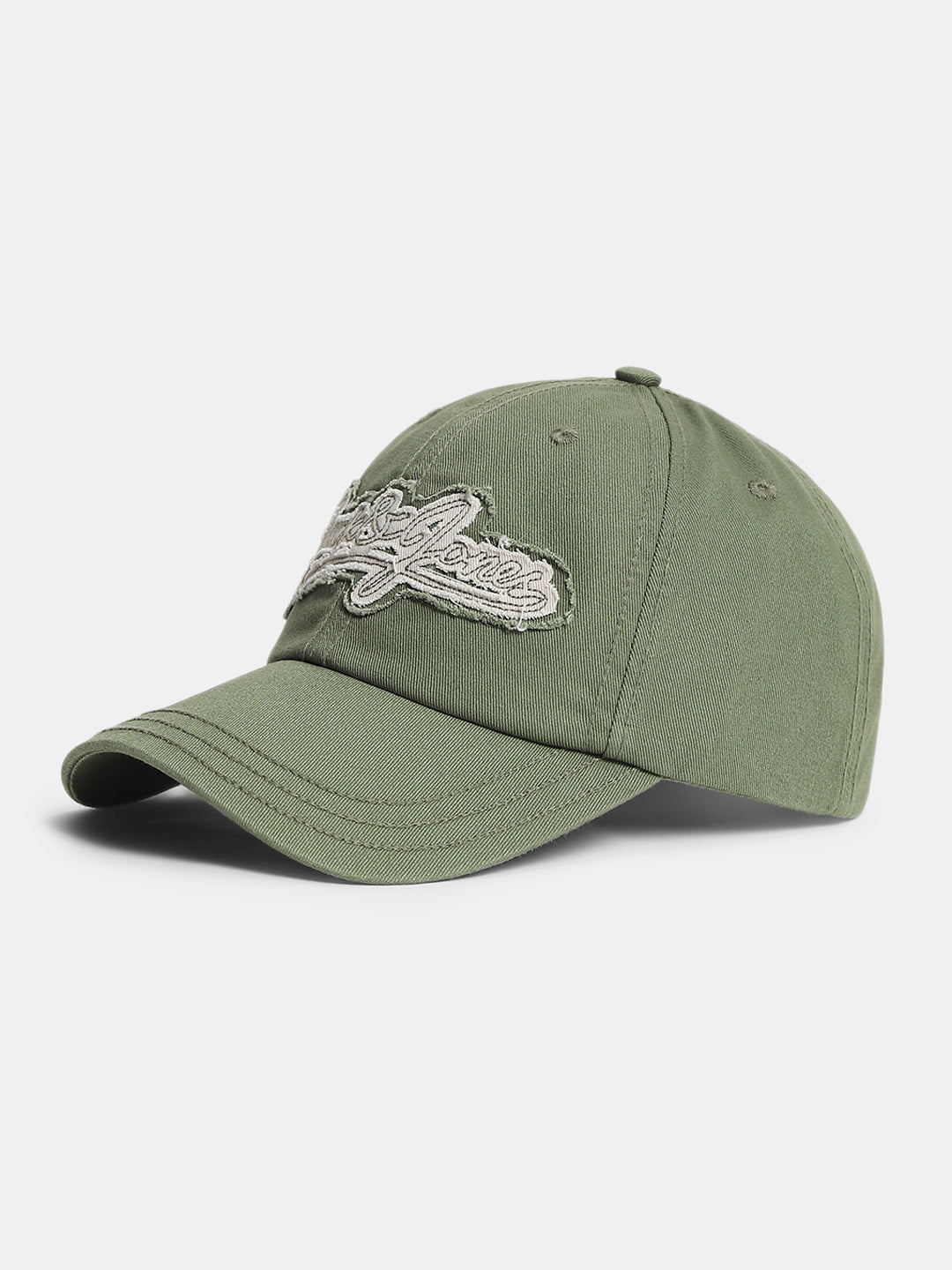 Green Ripped Cotton Baseball Cap