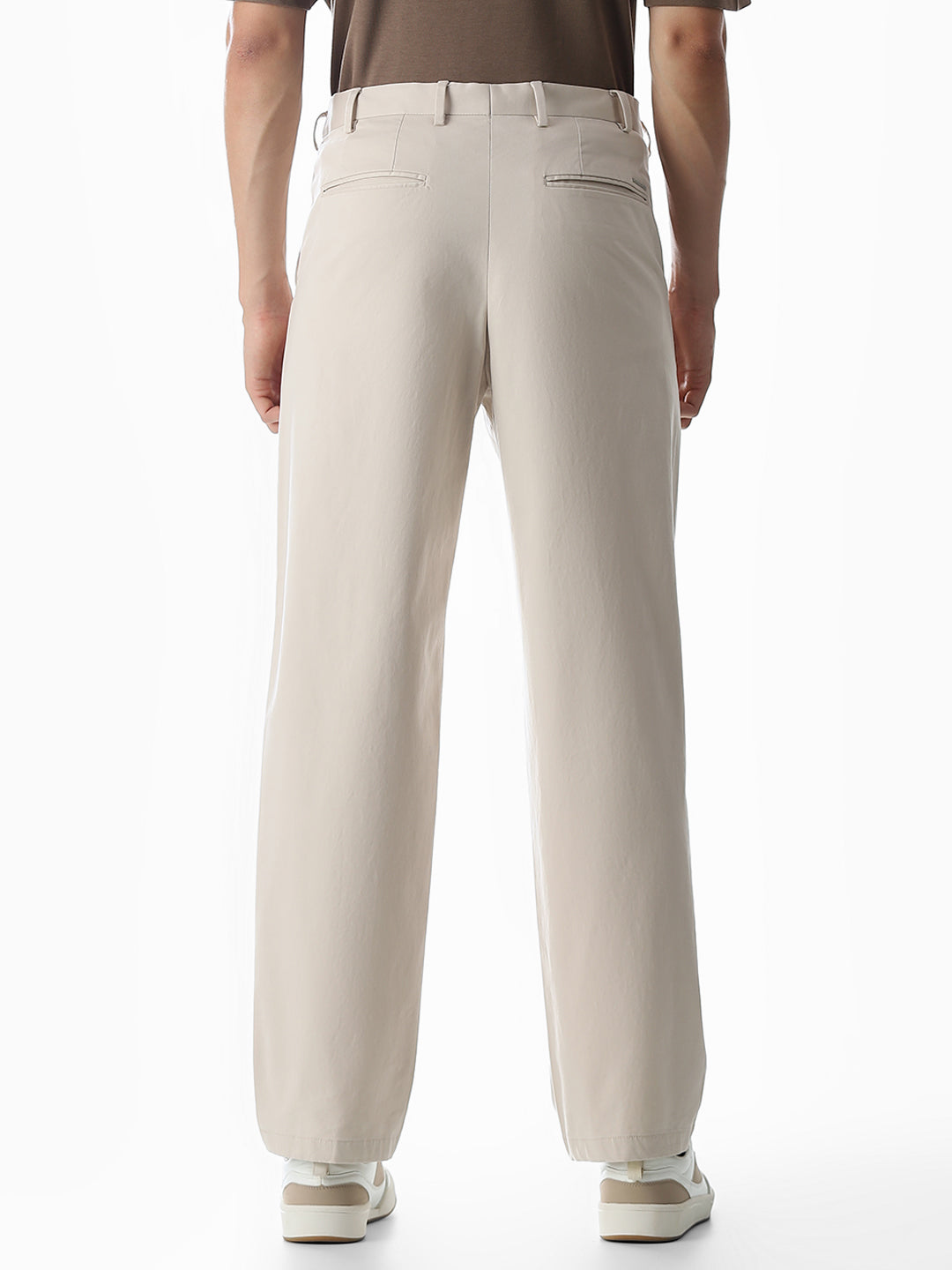 Beige Low Rise Regular Fit Pants