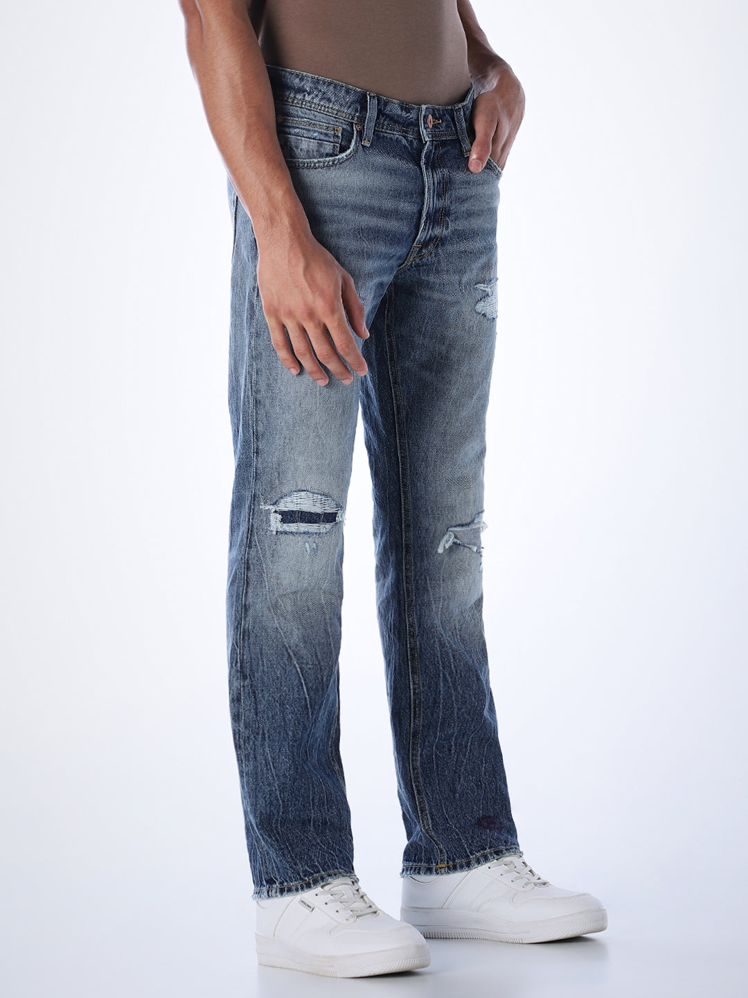 Heavily Distressed Clark Regular Fit Jeans