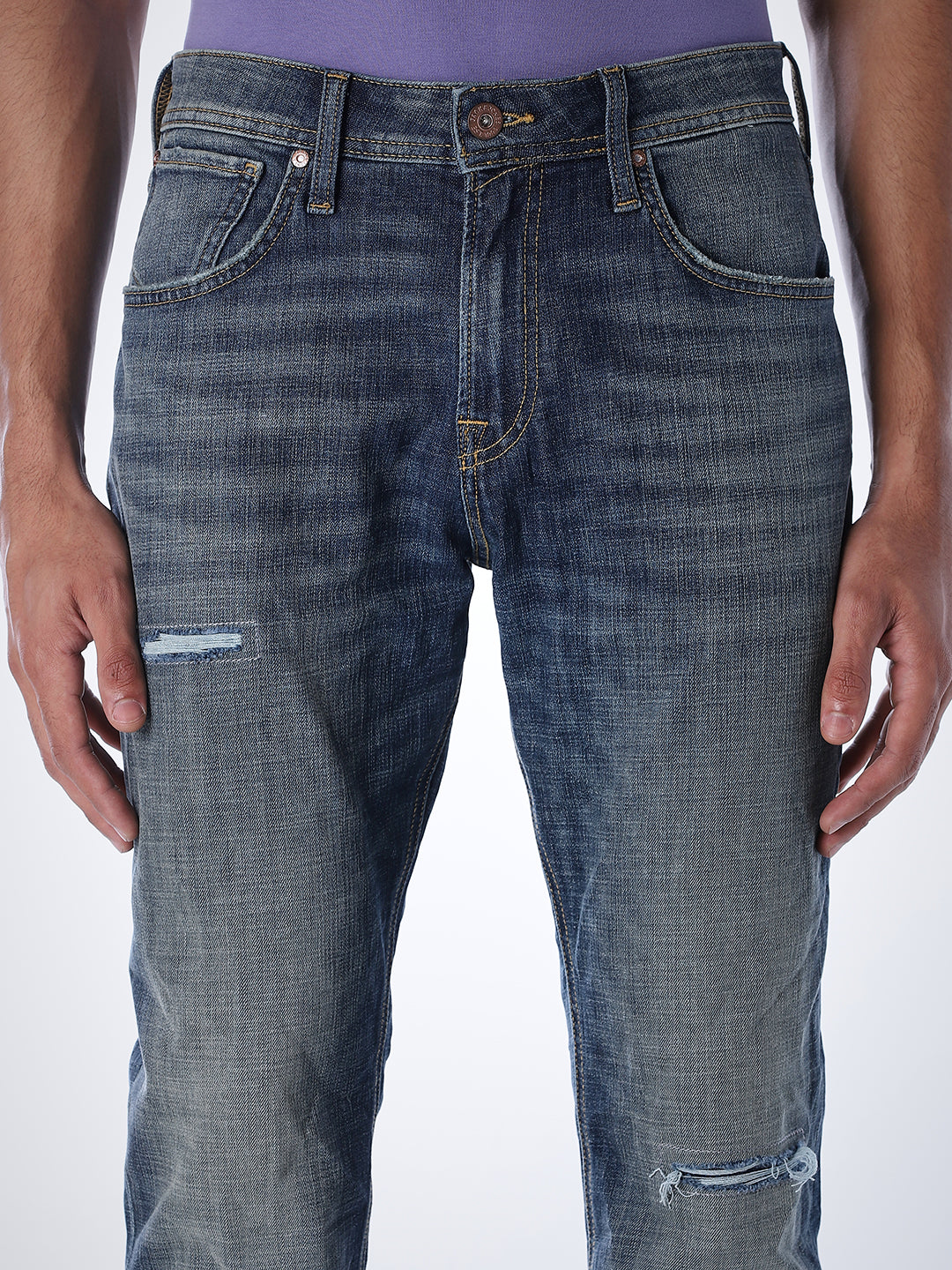 Mildly Distressed Cliff Bootcut Jeans