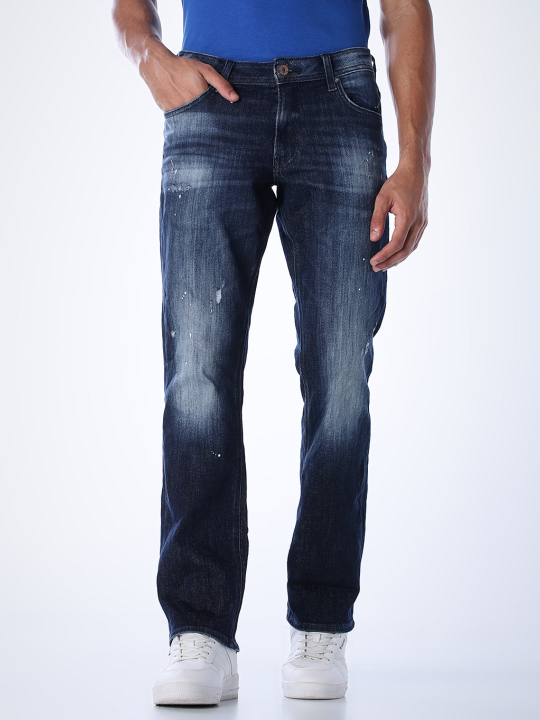 Mildly Distressed Regular Fit Jeans