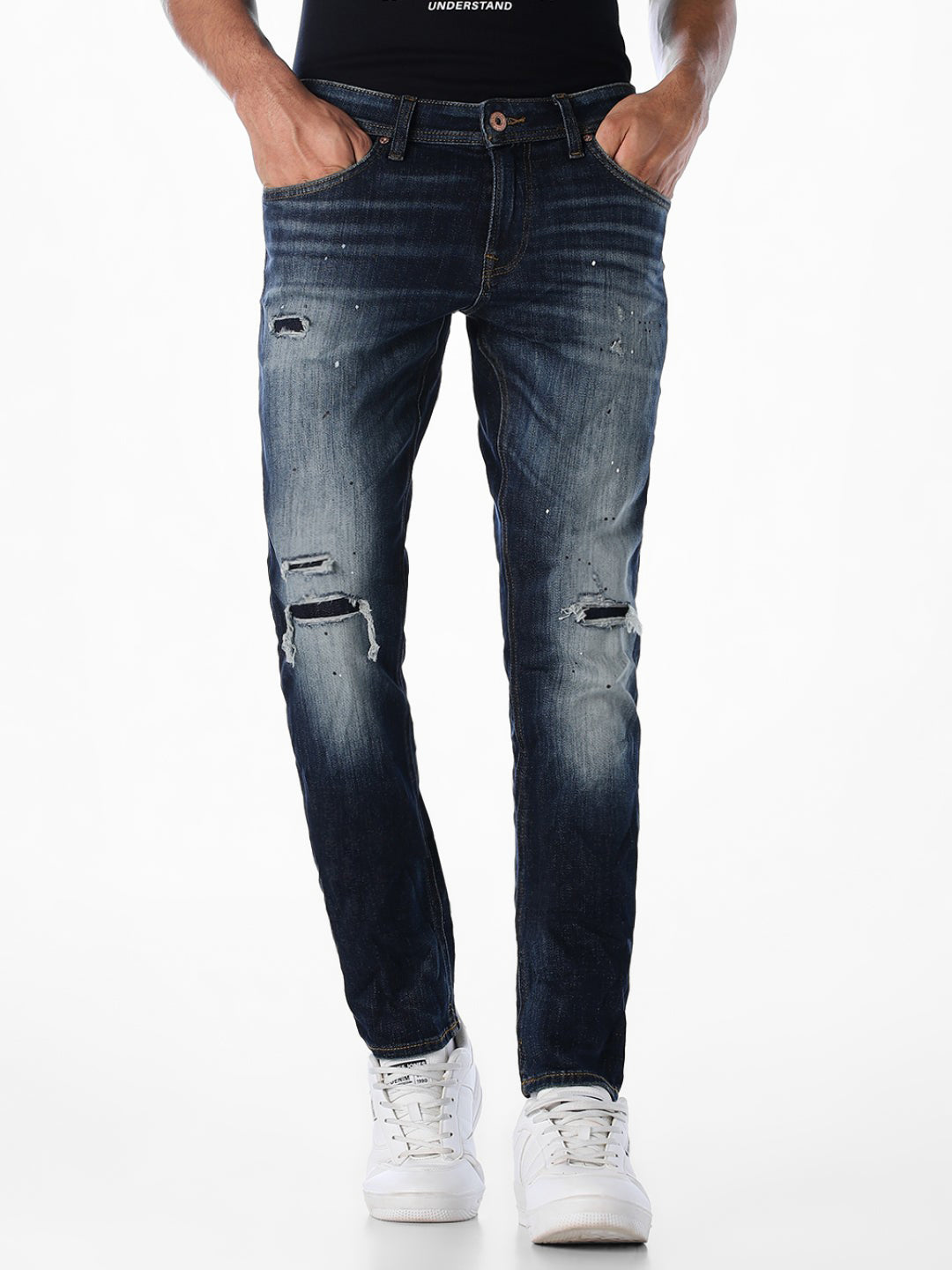 5 Pocket Distressed Glenn Slim Fit Jeans