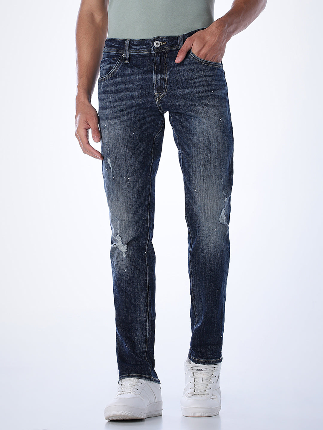 Heavily Distressed Glenn Slim Fit Jeans