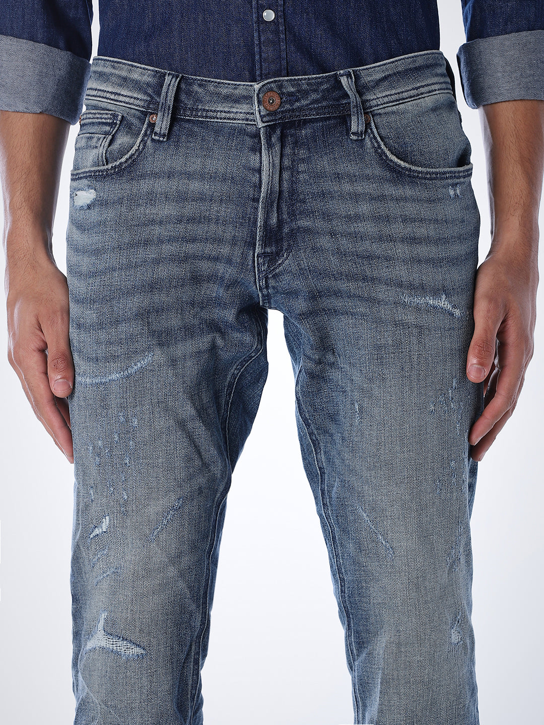 Mildly Distressed Clark Regular Fit Jeans