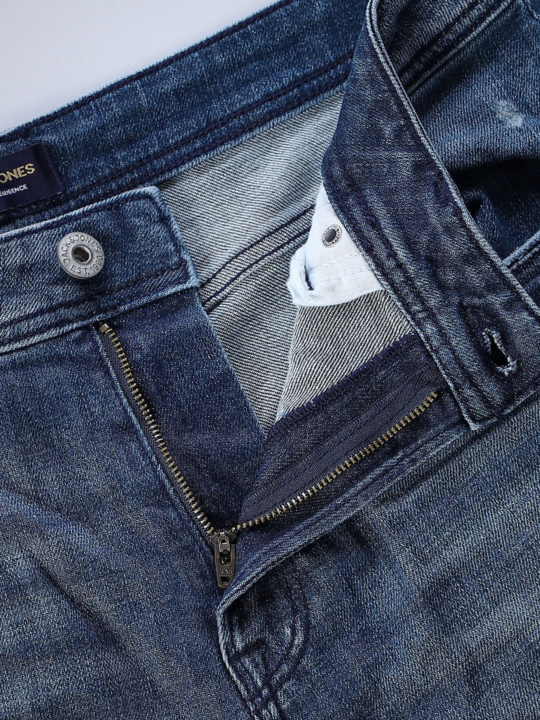 Mildly Distressed Cliff Bootcut Jeans - Blue