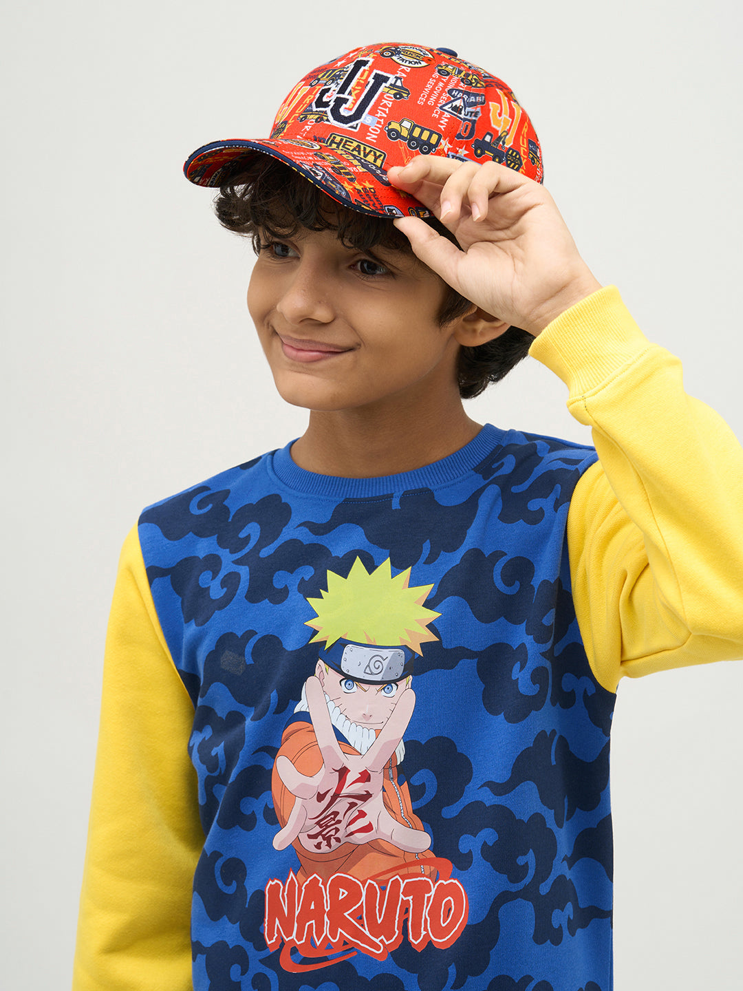 Boys Red Printed Cap