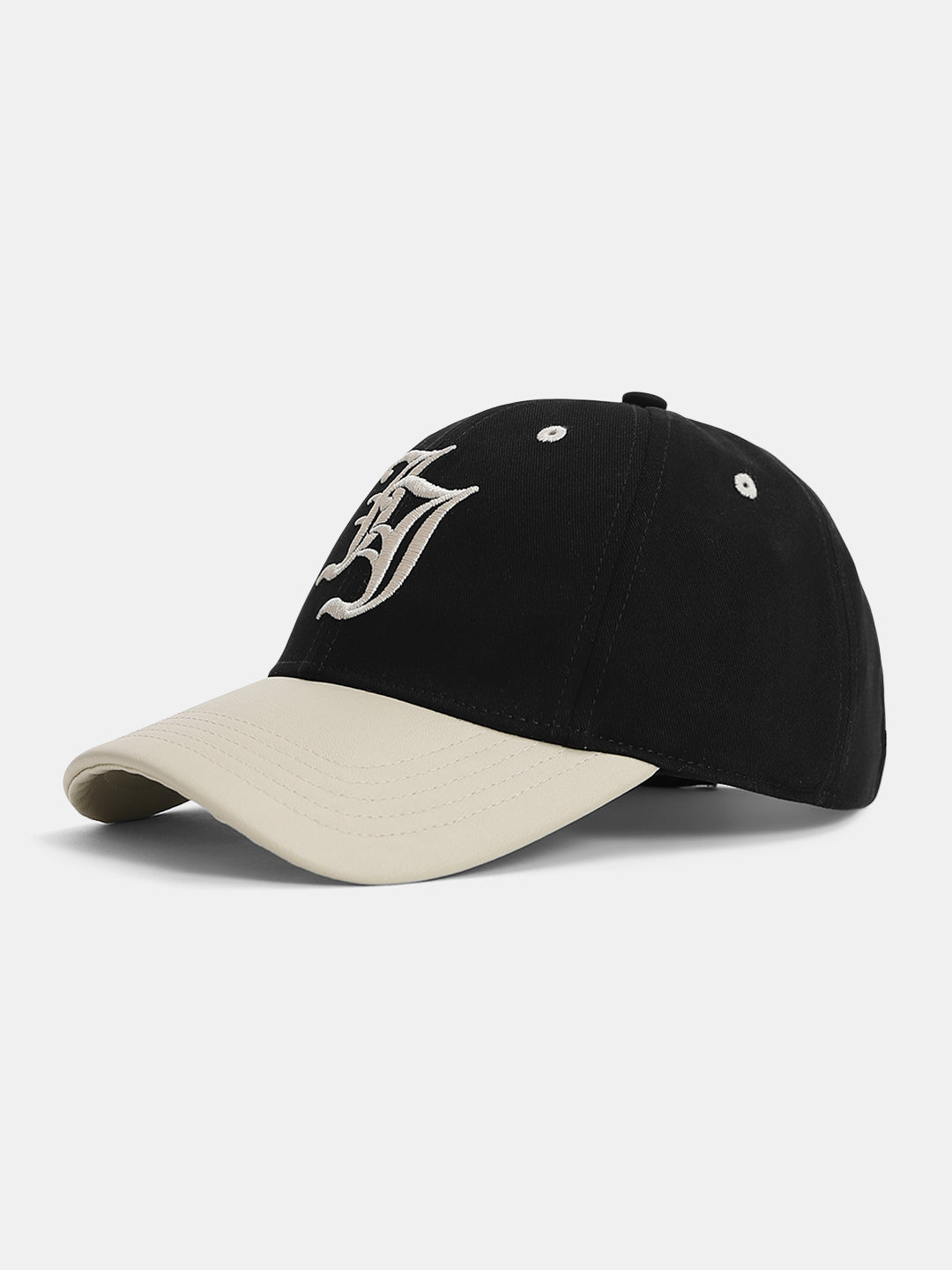 Black Logo Print Baseball Cap