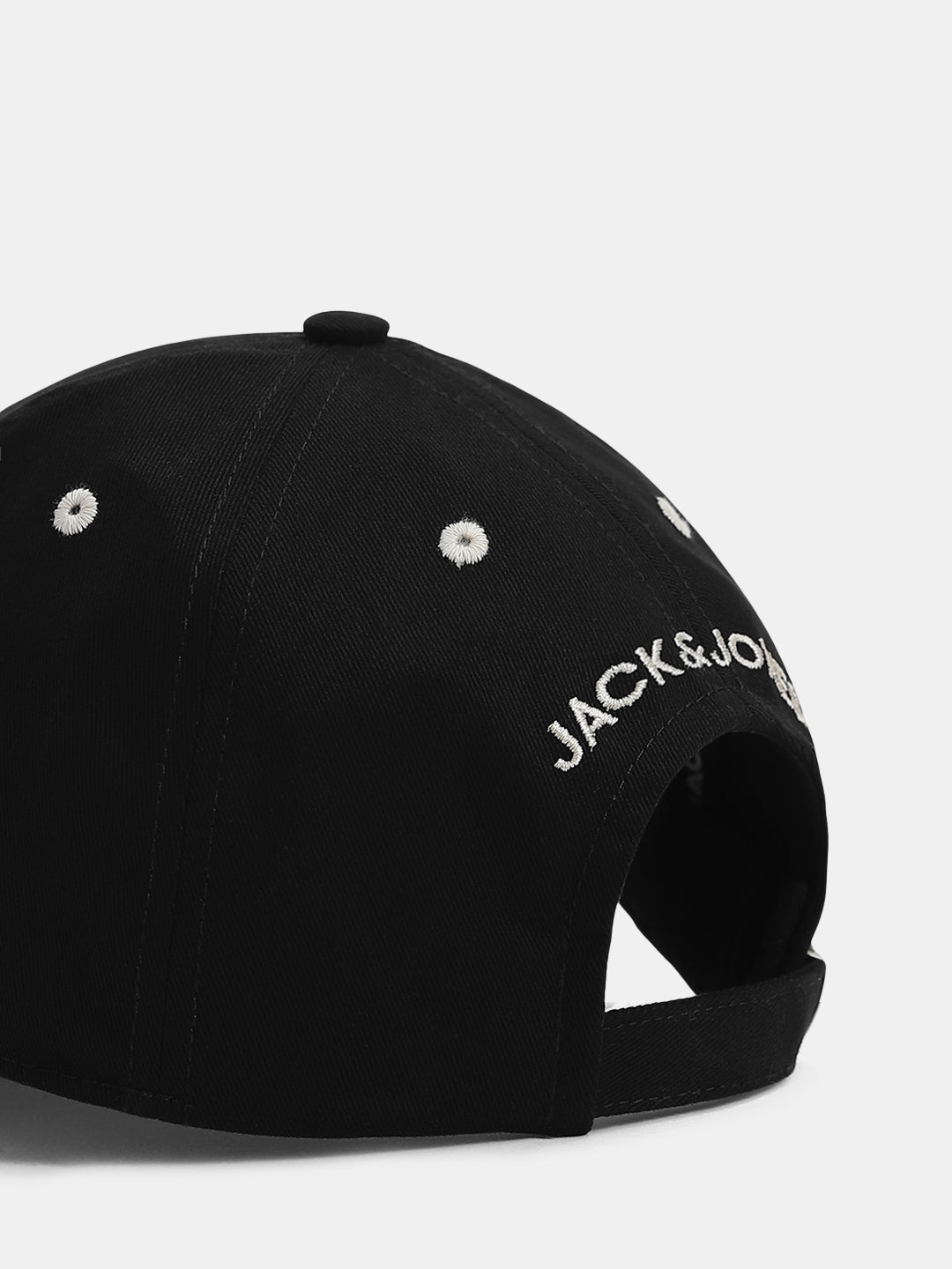 Black Logo Print Baseball Cap