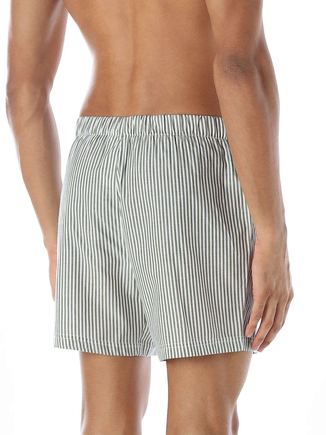 Grey Striped Cotton Boxers