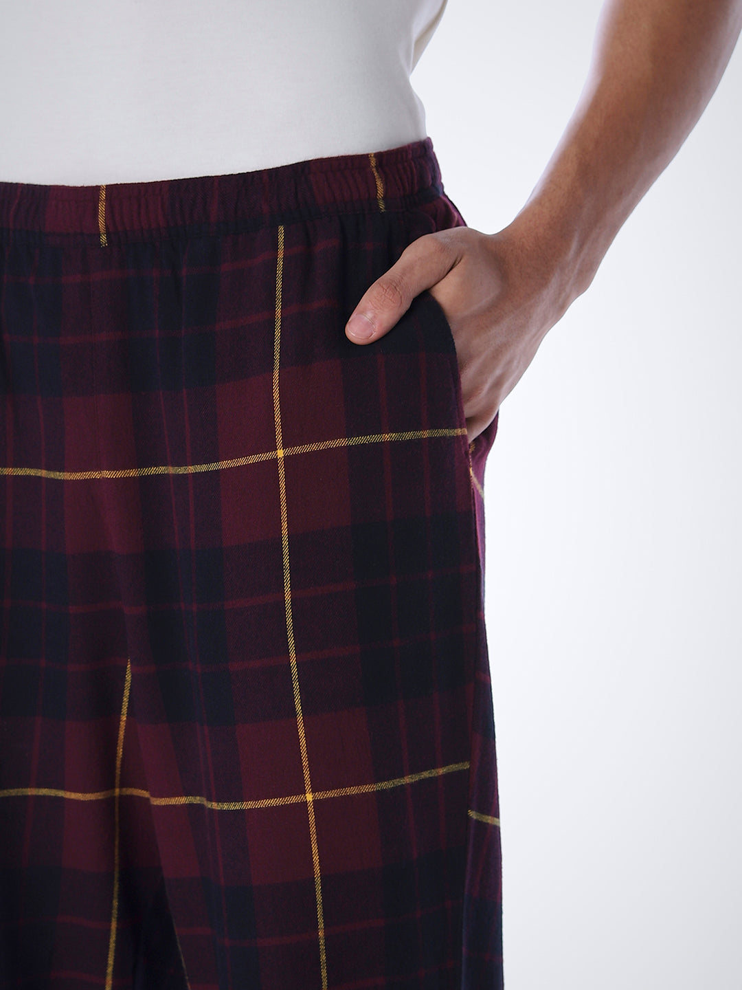 Check Cotton Pyjamas - Wine