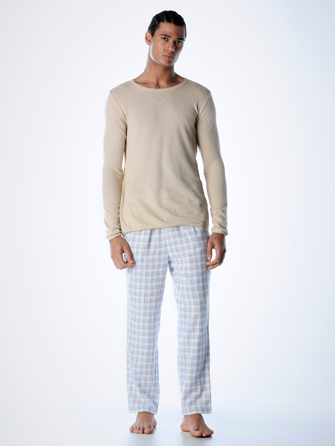 Check Cotton Pyjamas - White