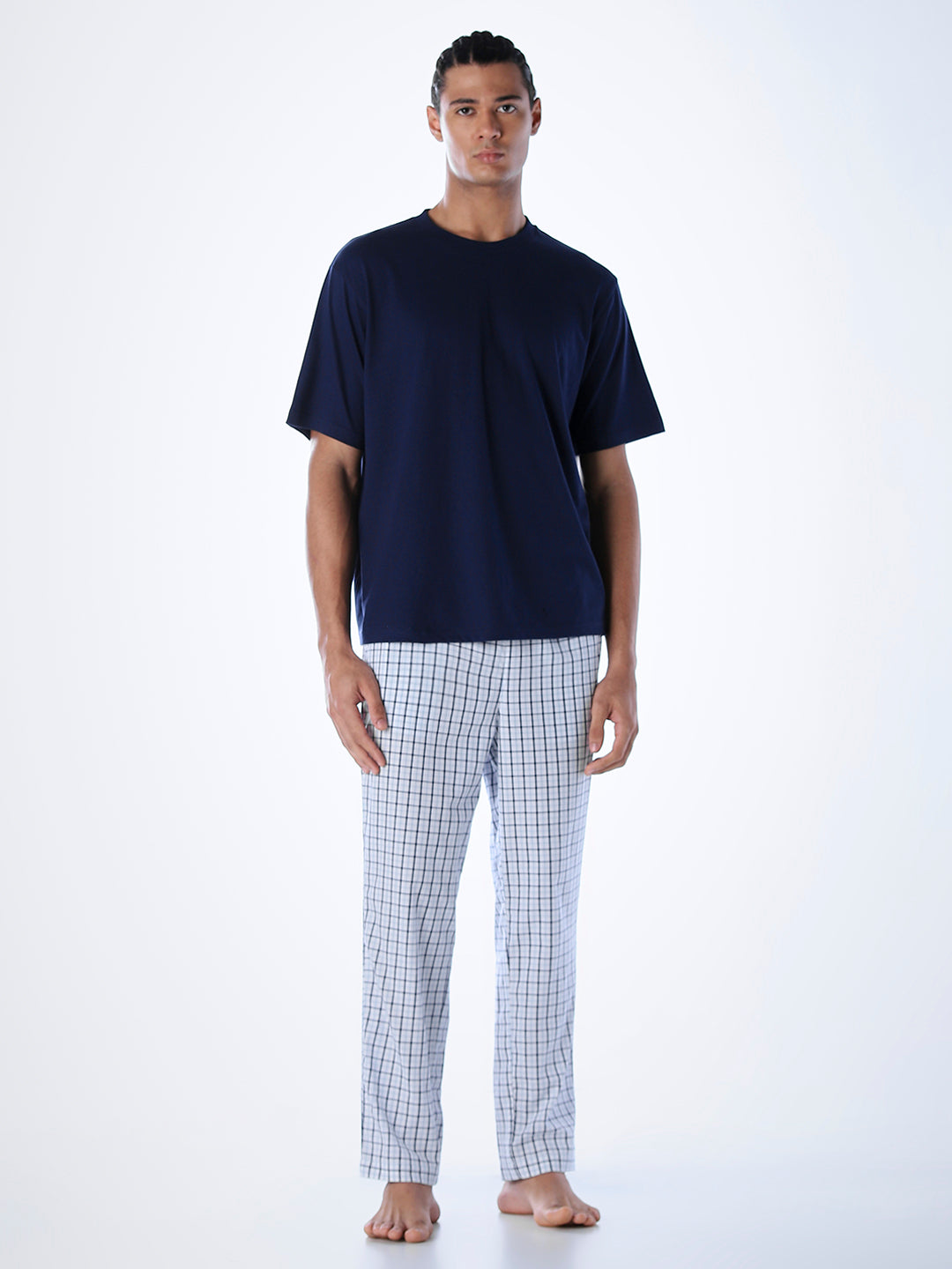 Cotton T-shirt & Pyjamas Set - Dark Blue