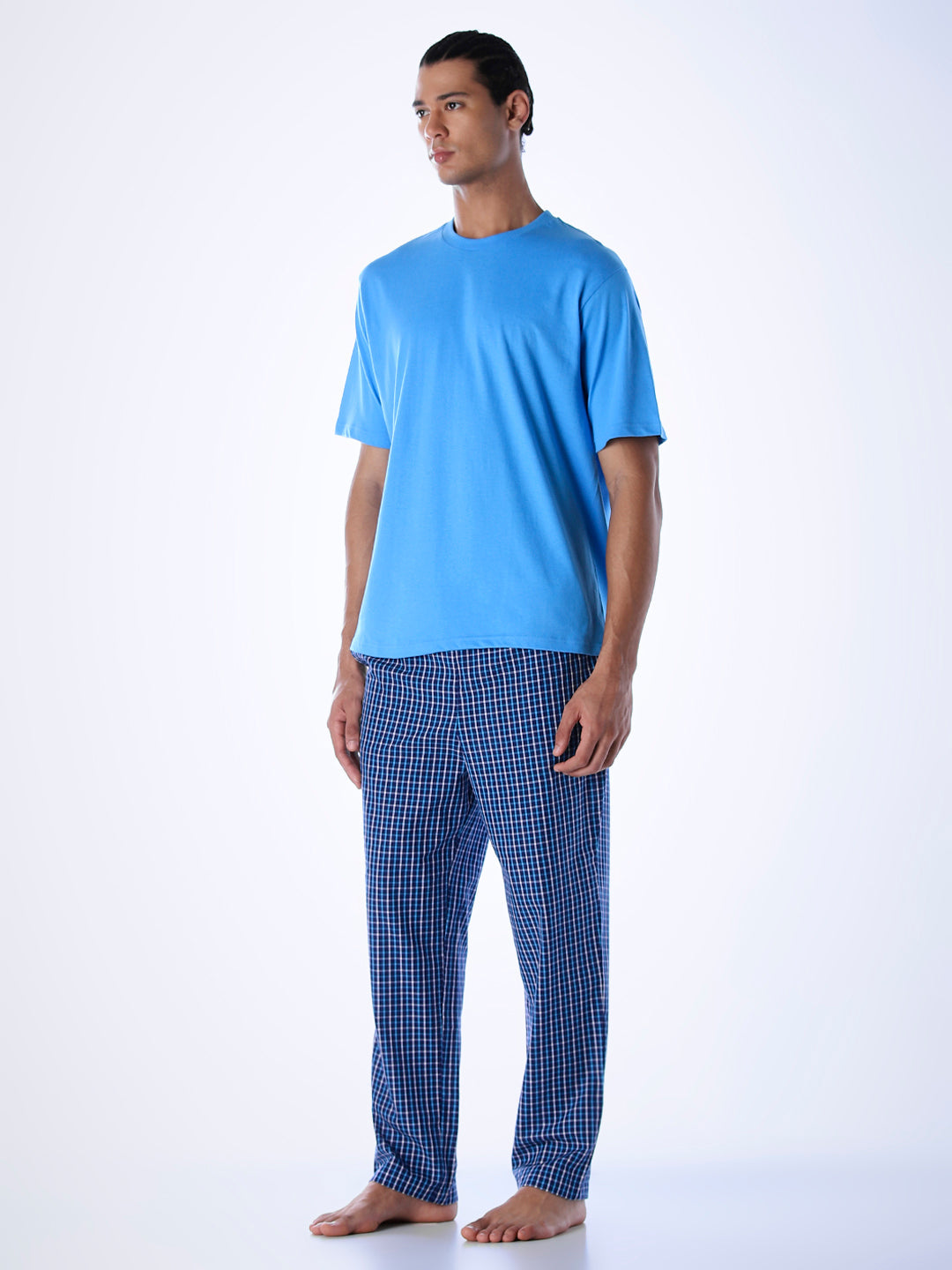 Cotton T-shirt & Pyjamas Set - Blue