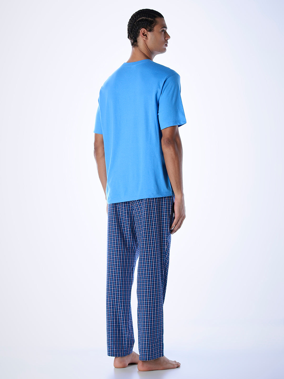 Cotton T-shirt & Pyjamas Set - Blue