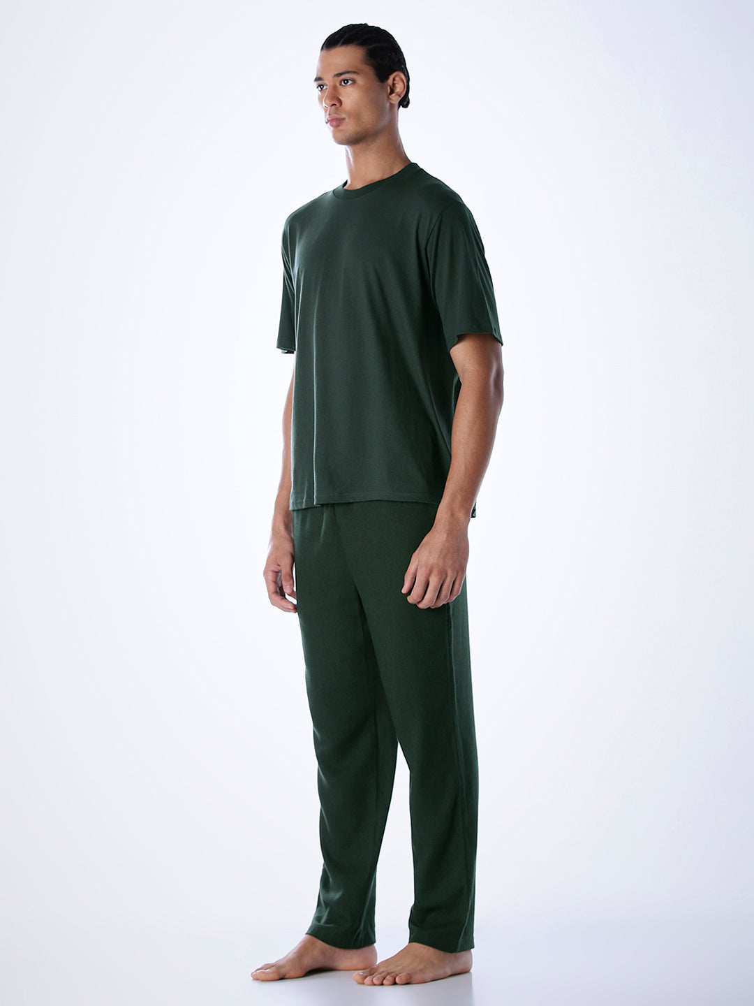 T-Shirt & Pant Loungewear Set - Dark Green
