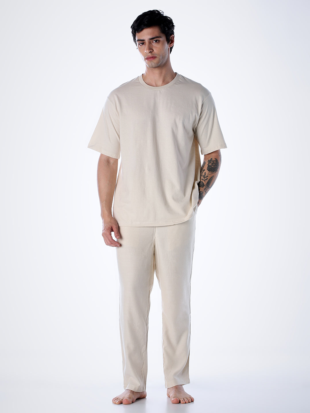 T-Shirt & Pant Loungewear Set - Beige