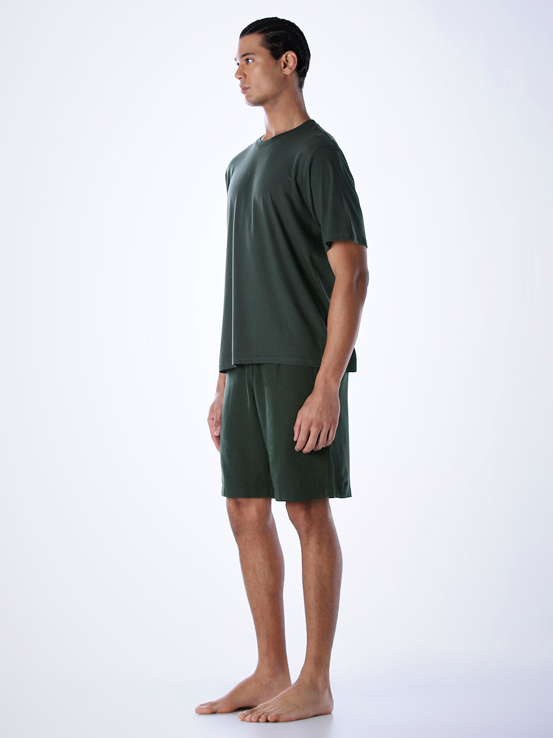 T-Shirt & Shorts Loungewear Set - Dark Green