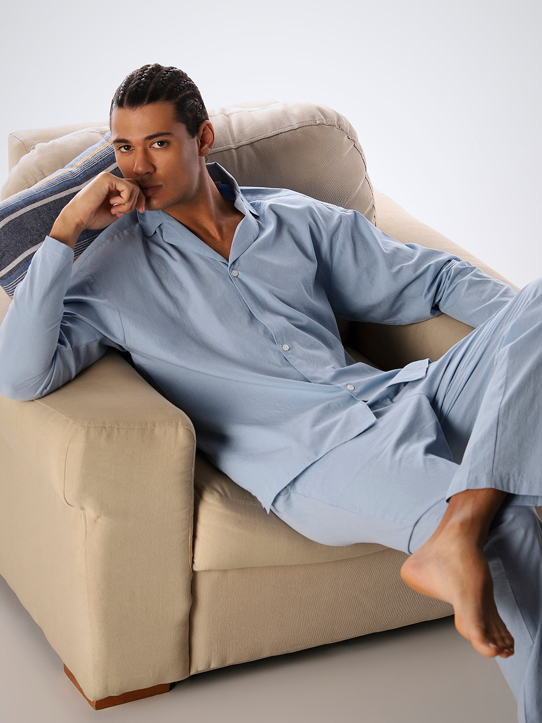 Sky Blue Shirt & Pyjama Set