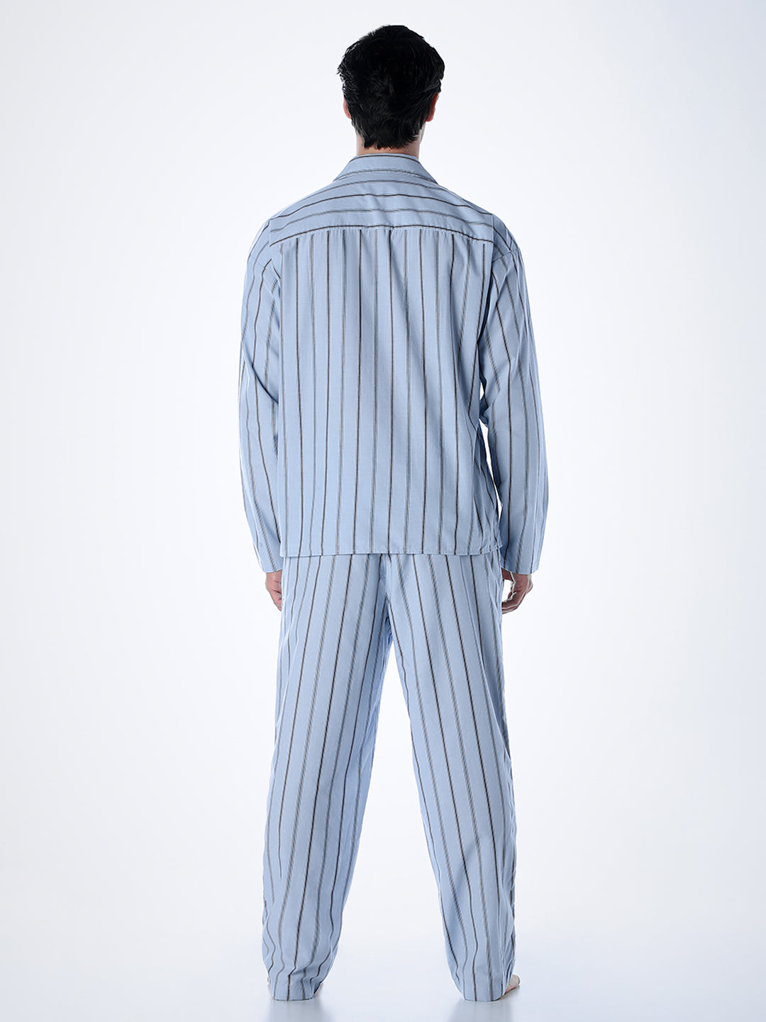 Striped Shirt & Pyjamas Set - Blue