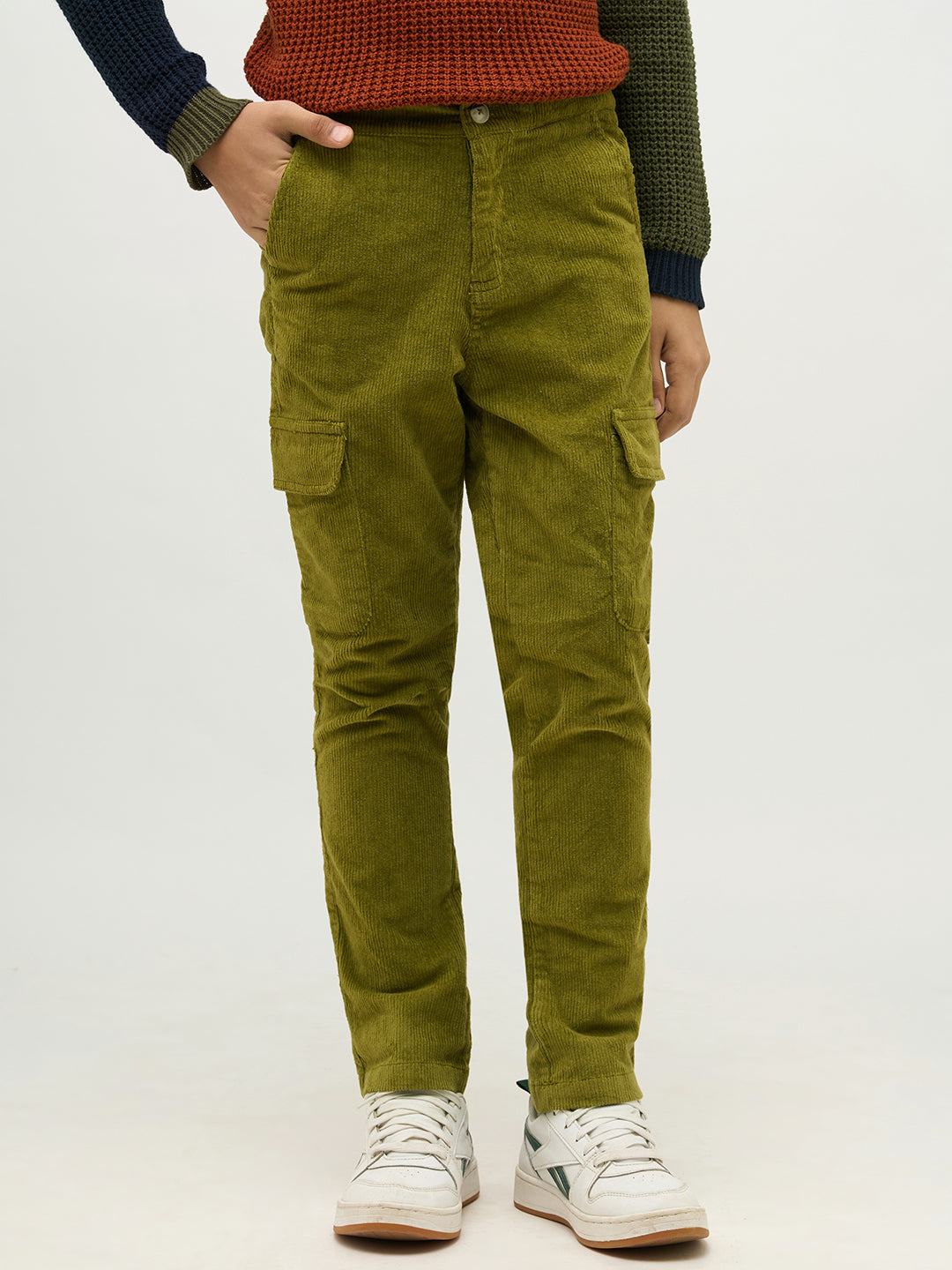 Boys Olive Green Corduroy Pants