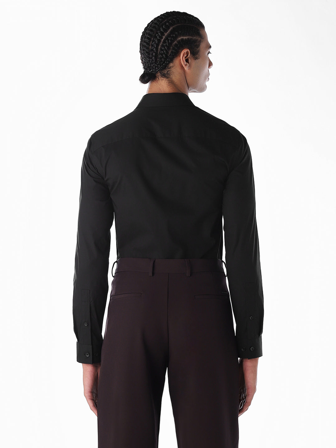 Black Poplin Stretch Formal Shirt