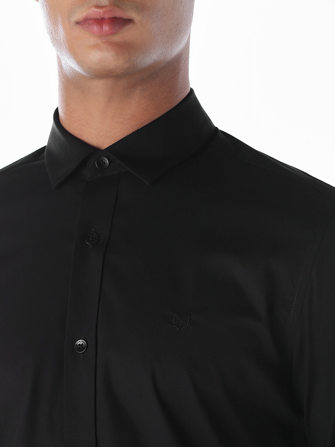 Black Poplin Stretch Formal Shirt