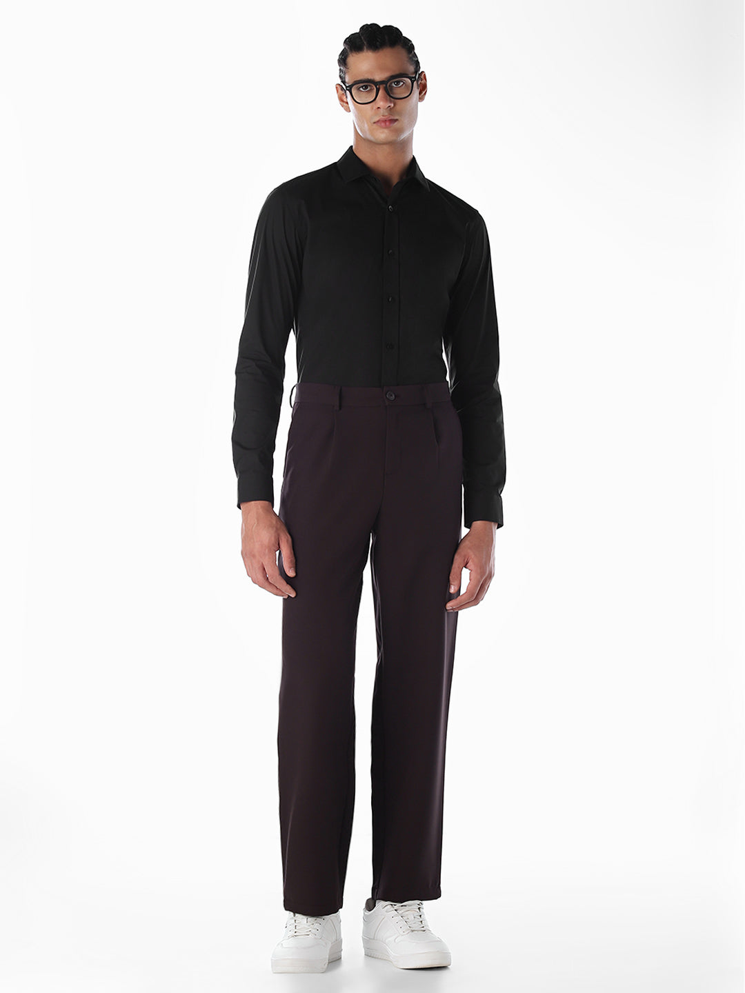 Black Poplin Stretch Formal Shirt