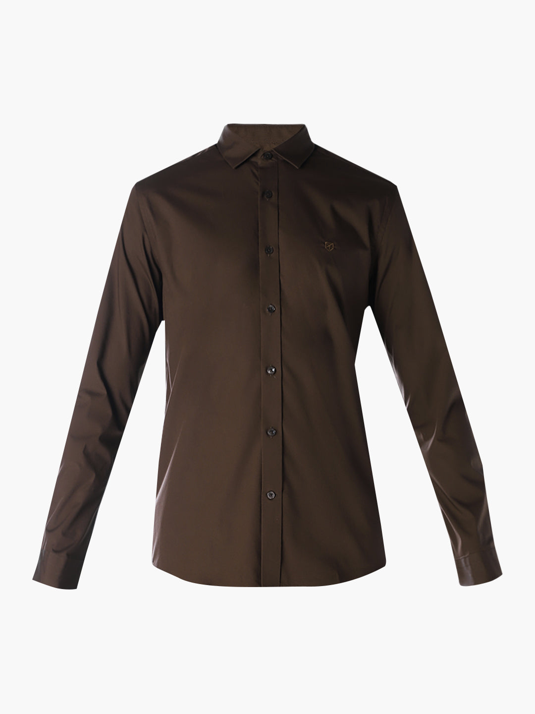 Dark Brown Stretch Poplin Shirt