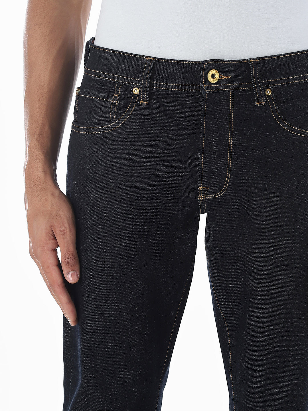 5 Pocket Contrast Stitch Regular Fit Jeans