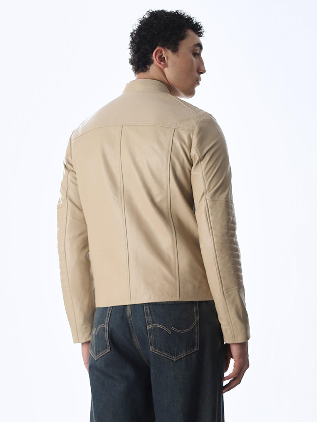 Beige Lisbon Leather Jacket