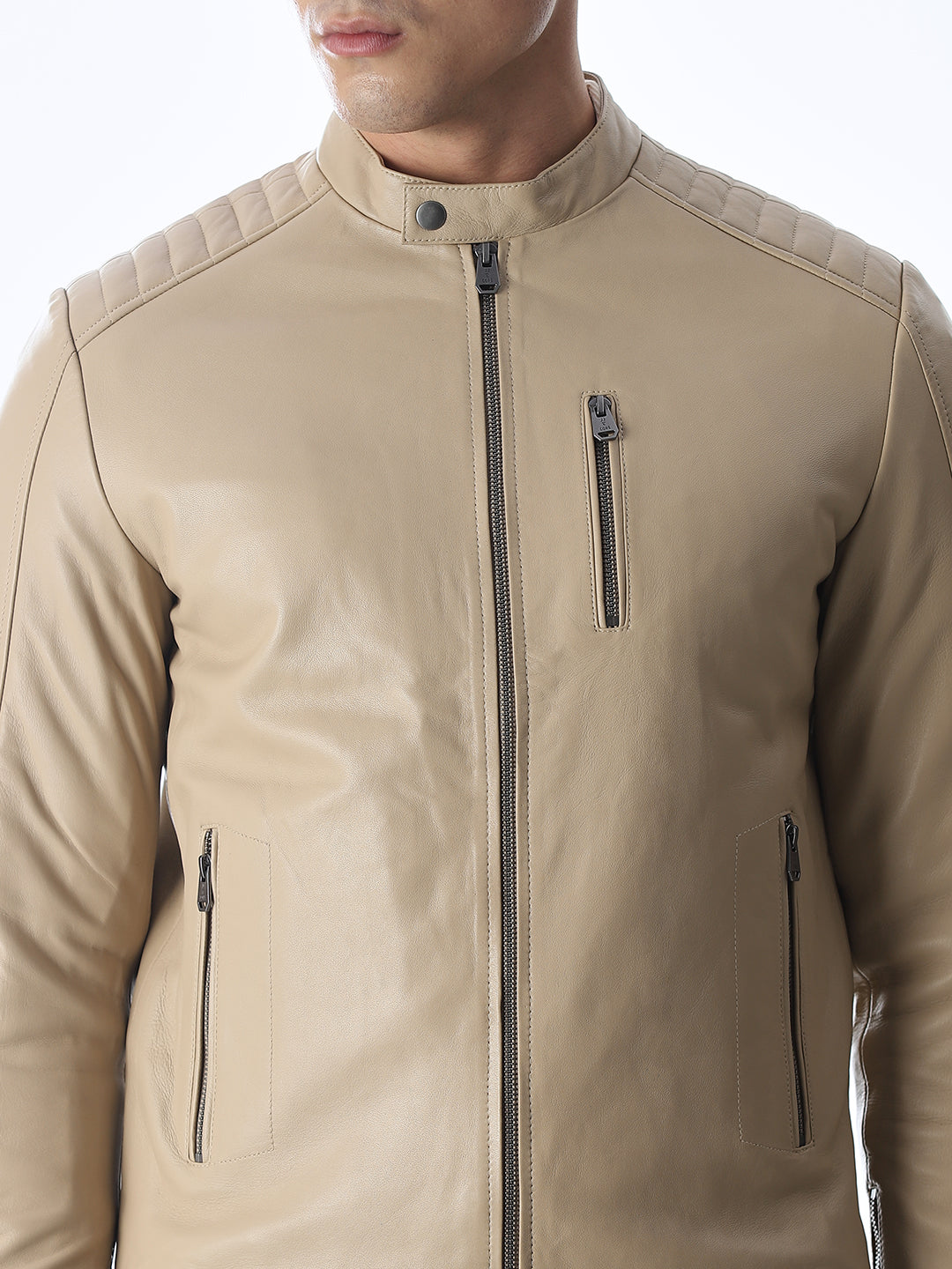 Beige Lisbon Leather Jacket